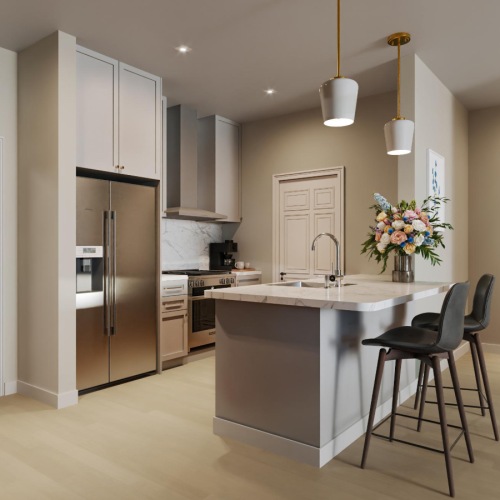 Well-lit kitchen with ample counter space