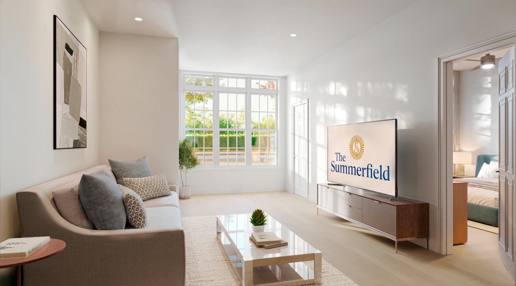 Open space living area with natural lighting